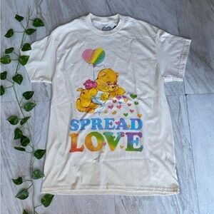 Care bear Shirt 90s Short sleeve Tee T-shirt Off White carebear rainbow lgbtq
